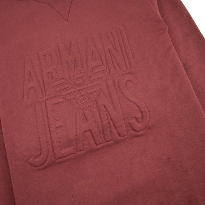 Armani Jeans Embossed Crewneck Sweet Shirt Red