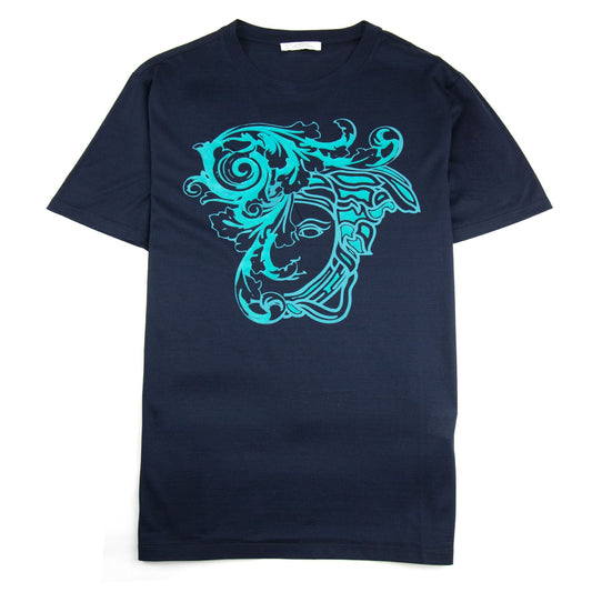 Versace Collection Suede Medusa Head T-shirt Navy