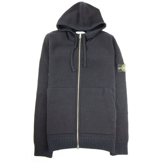 Stone Island Waffle Knitted Zip Up Sweatshirt Navy V0020