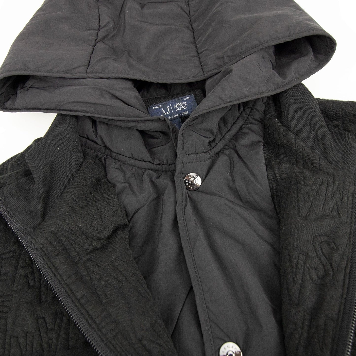 Armani Jeans Embossed Hoody Jacket Black