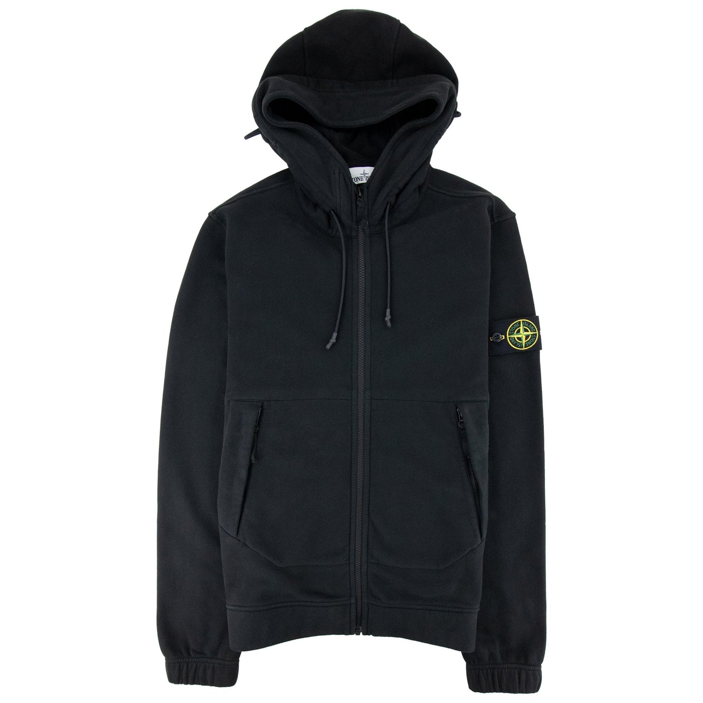 Stone Island 61420 Hooded Zip Up Sweatshirt Black V0029