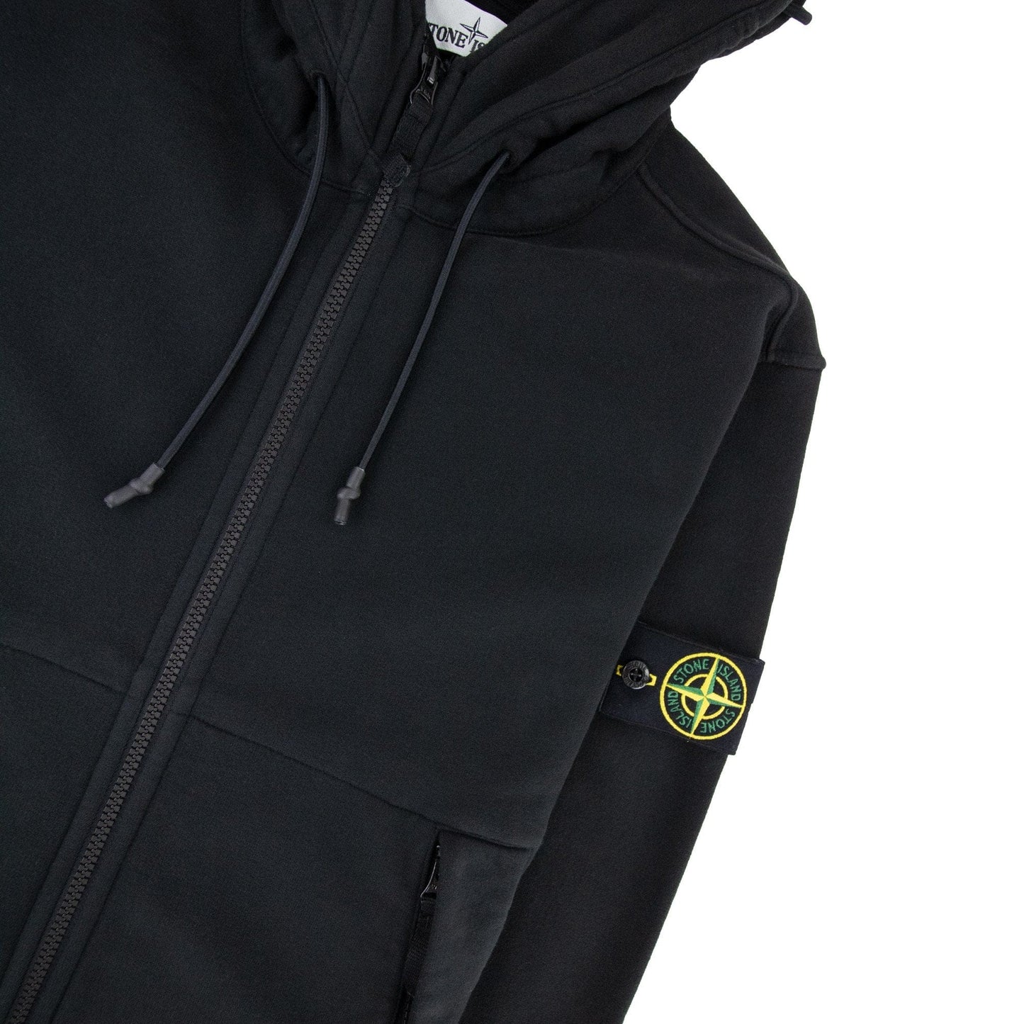 Stone Island 61420 Hooded Zip Up Sweatshirt Black V0029