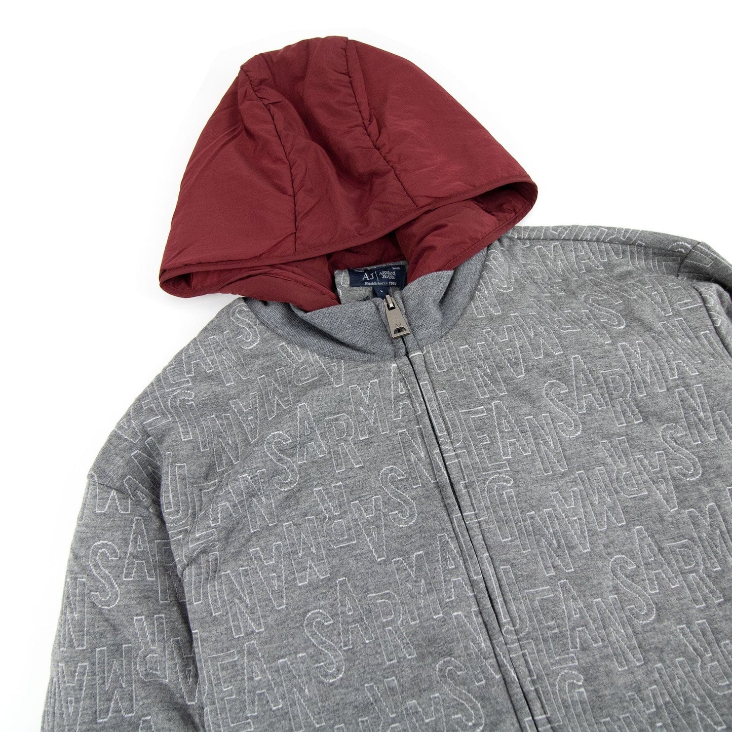 Armani Jeans Embossed Hoody Jacket Melange Grigio