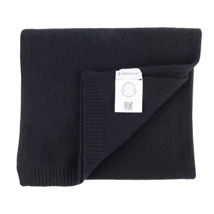 Moncler Front Logo Patch Scarf Black 999