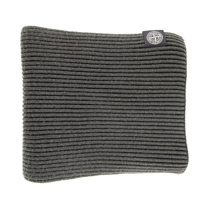 Stone Island Ribbed Wool Patch Logo Scarf Khaki V0054