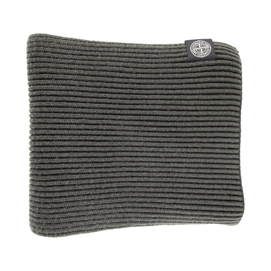 Stone Island Ribbed Wool Patch Logo Scarf Khaki V0054