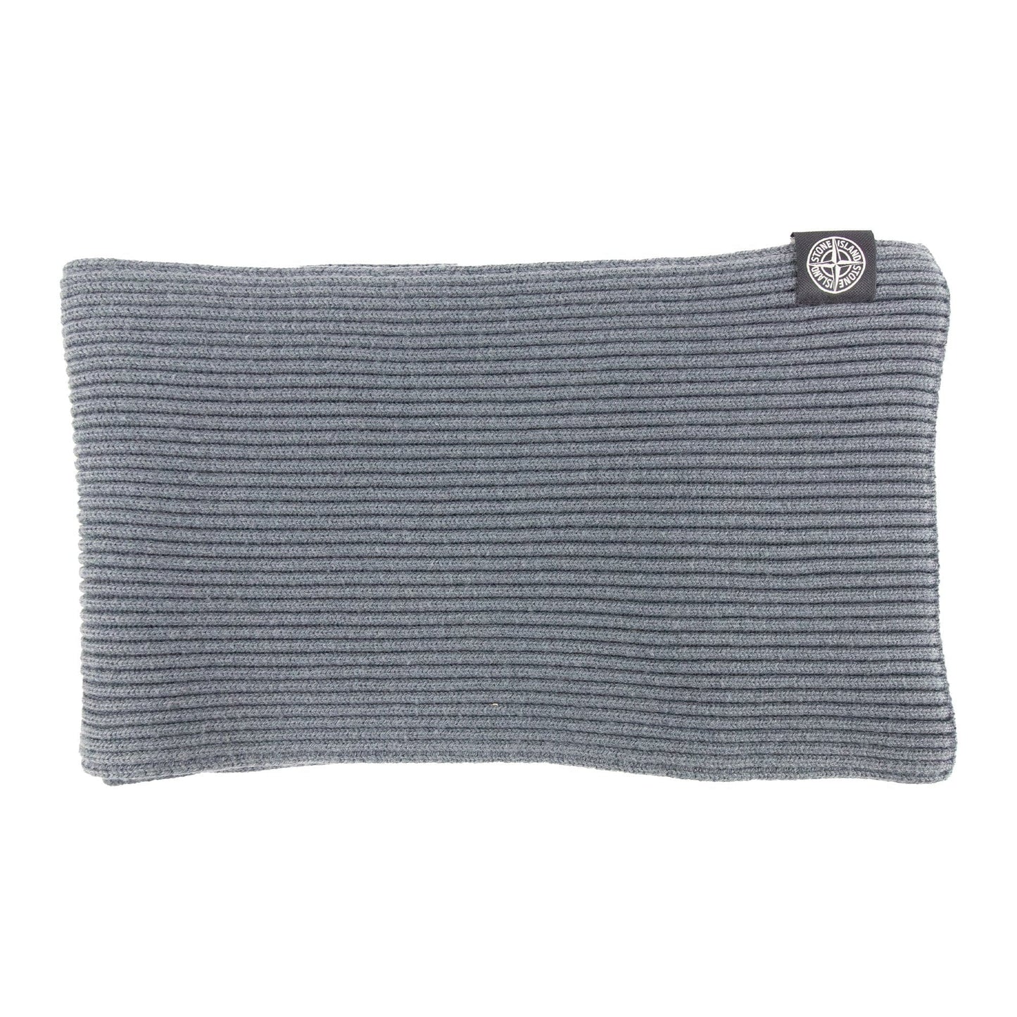 Stone Island Ribbed Wool Patch Logo Scarf Charcoal V0067