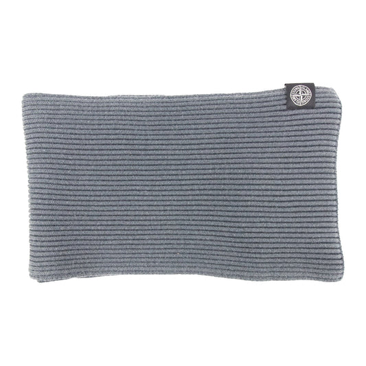 Stone Island Ribbed Wool Patch Logo Scarf Charcoal V0067