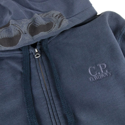 Cp Company Embroidered Log Goggle Print Hoody Navy 881 SA30