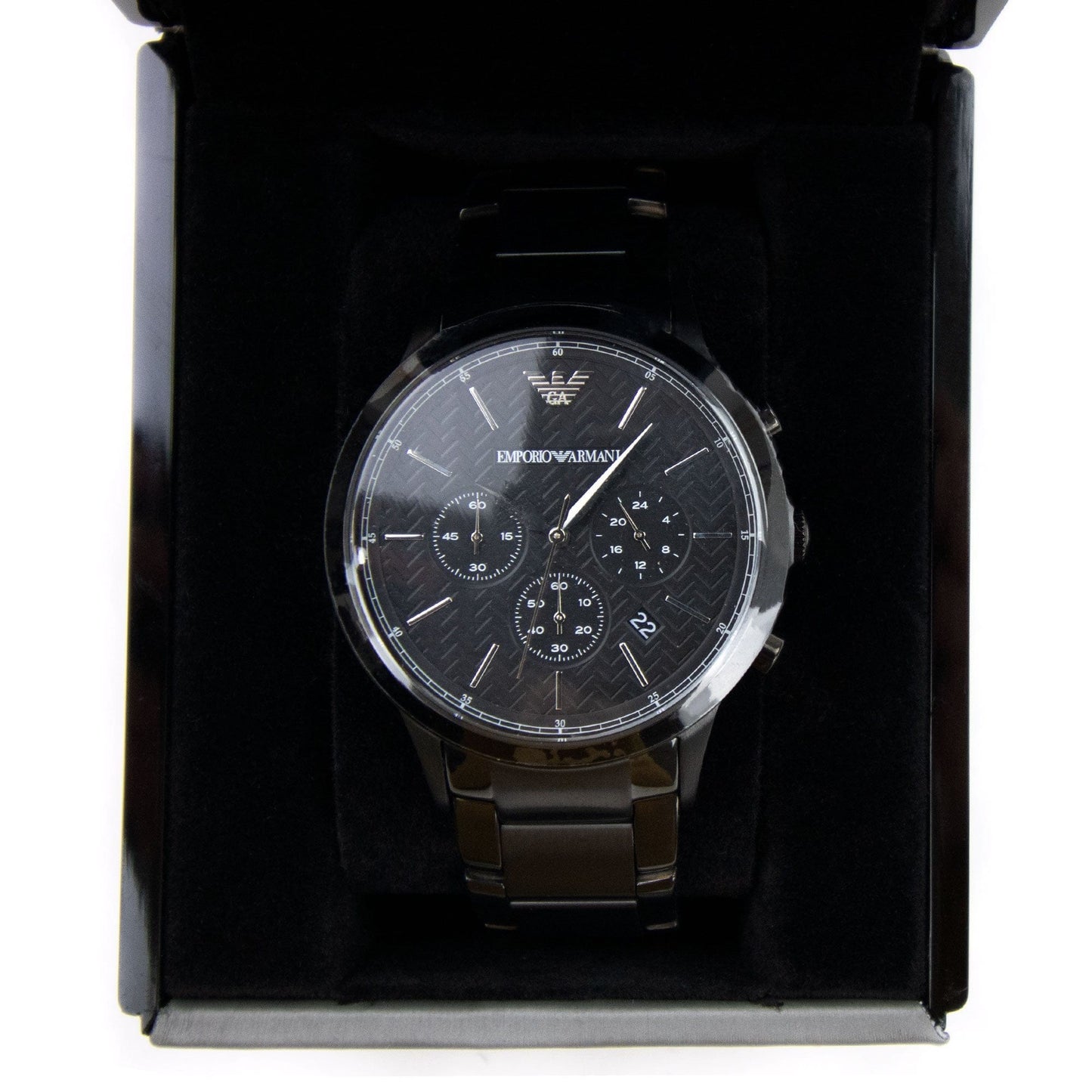 Emporio Armani Mens Black Renato Watch Black Stainless Steel