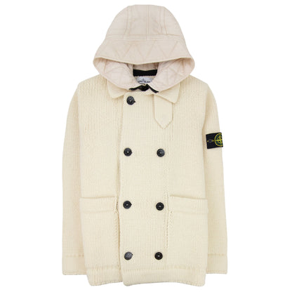 Stone Island Double Breasted Knitted Cardigan Butter V0035