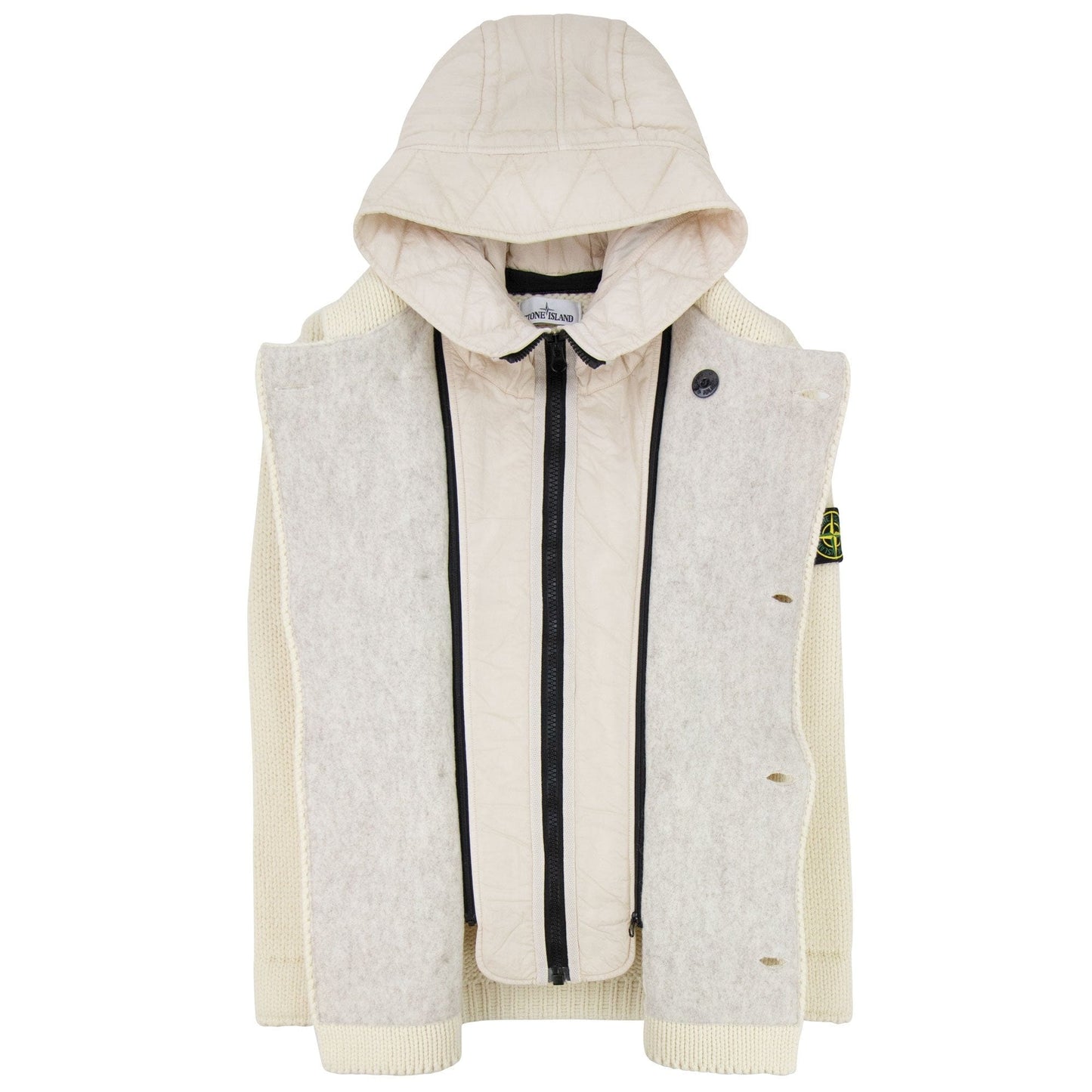 Stone Island Double Breasted Knitted Cardigan Butter V0035
