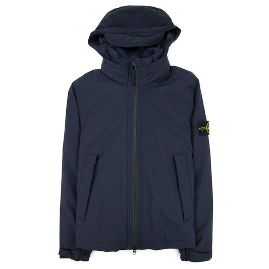Stone Island Logo Patch Detail Soft Shell Jacket Navy V0020
