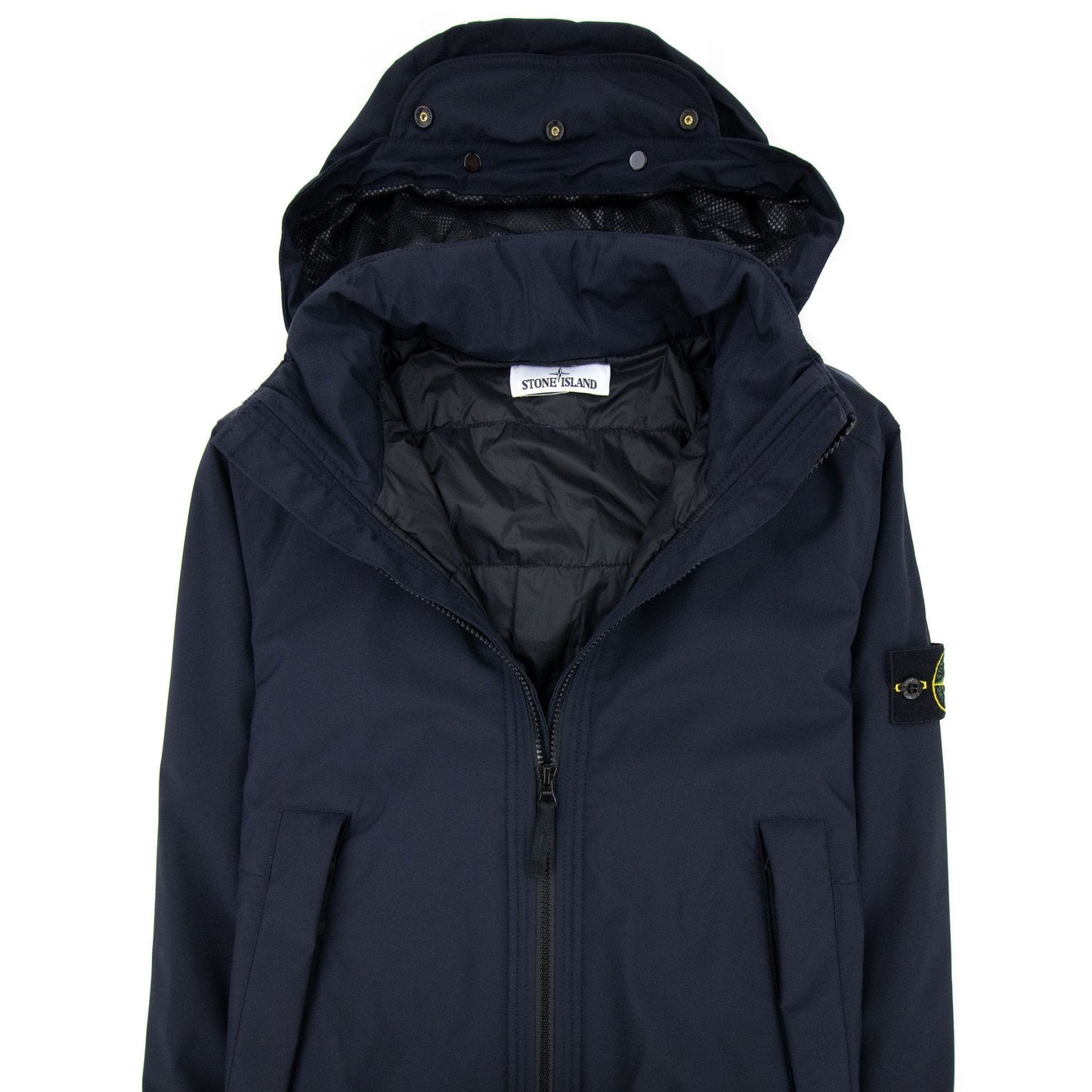 Stone Island Logo Patch Detail Soft Shell Jacket Navy V0020
