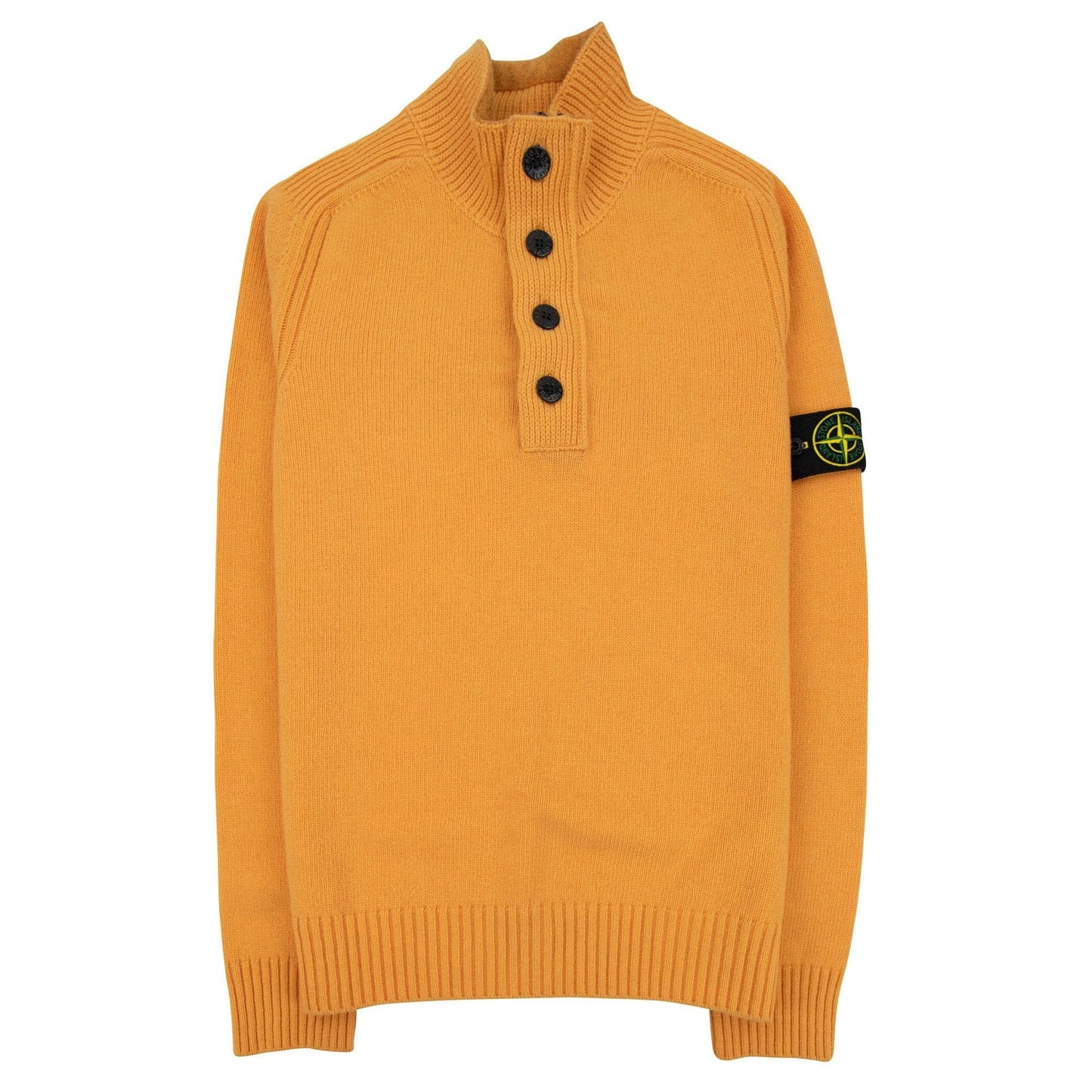 Stone Island Zip And Button Pop Over Sweater Orange V0032