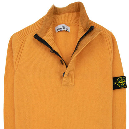 Stone Island Zip And Button Pop Over Sweater Orange V0032