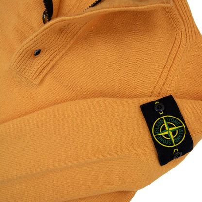 Stone Island Zip And Button Pop Over Sweater Orange V0032