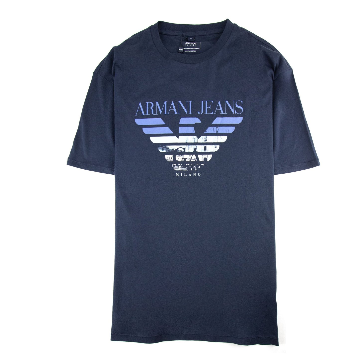 Armani Jeans Eagle Logo Milano T Shirt Blue Navy