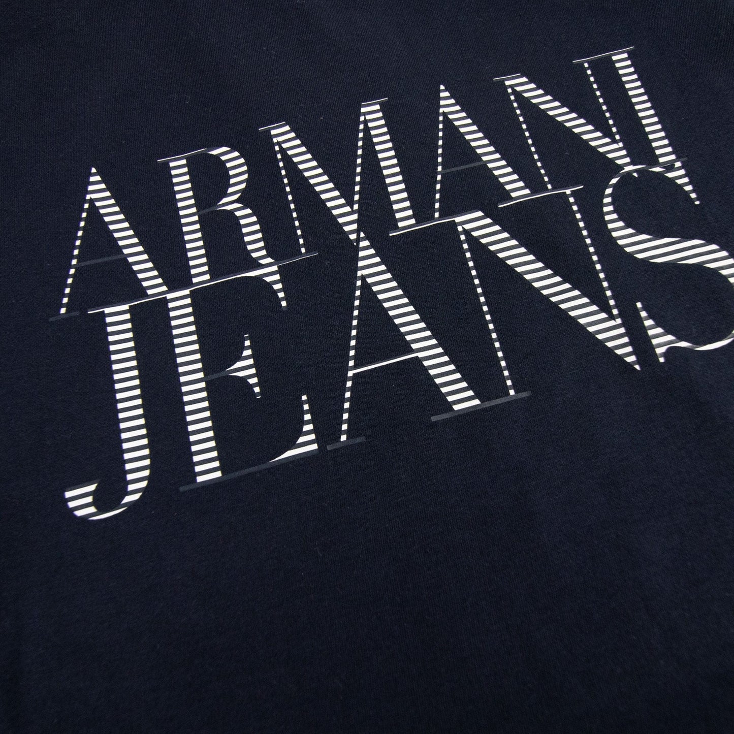 Armani Jeans Pin Tripe Logo T Shirt Blue Notte
