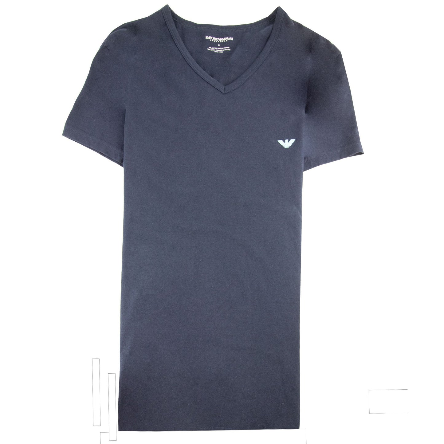 Emporio Armani Eagle Logo V Neck T Shirt Navy
