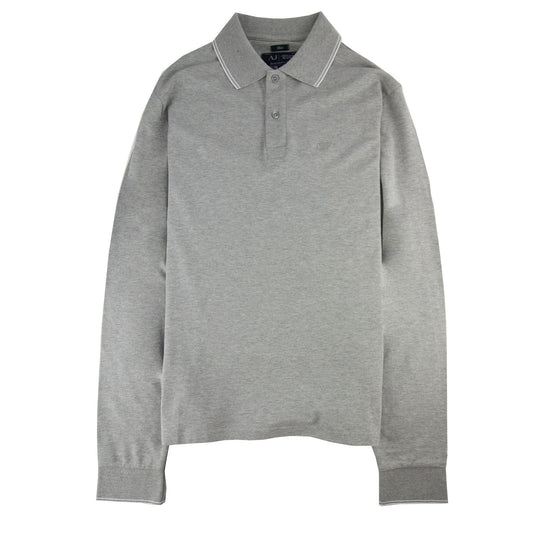 Armani Jeans Aj Embossed Logo L/s Polo Light Grey