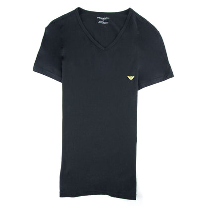 Emporio Armani Eagle Logo V Neck T Shirt Black