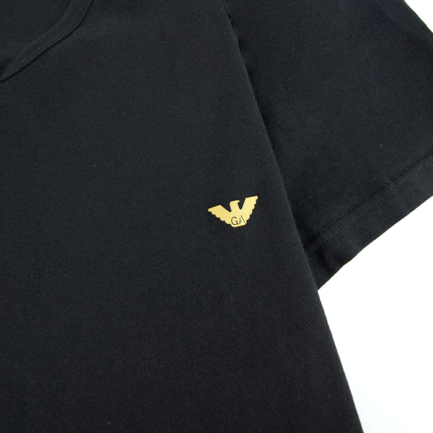 Emporio Armani Eagle Logo V Neck T Shirt Black