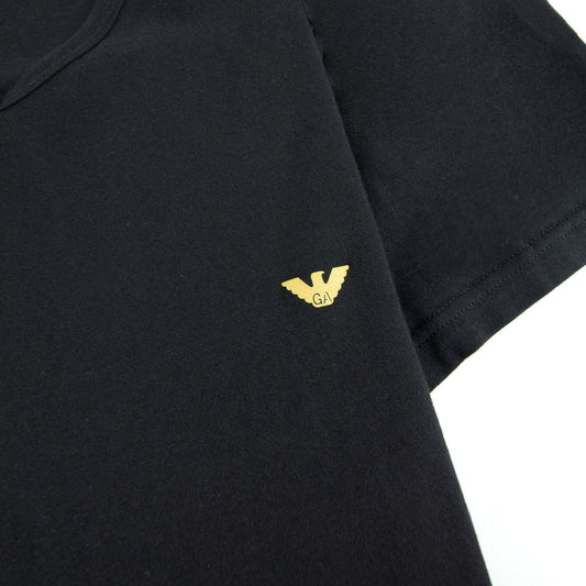 Emporio Armani Eagle Logo V Neck T Shirt Black