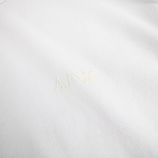 Armani Jeans Rubber Logo Short Sleeve Polo White