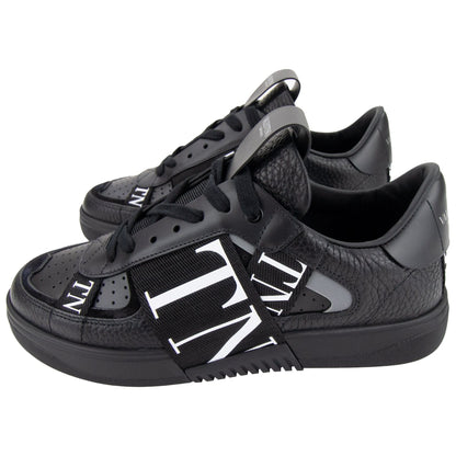 Valentino VLTN Logo Embellished Leather Trainers Nero