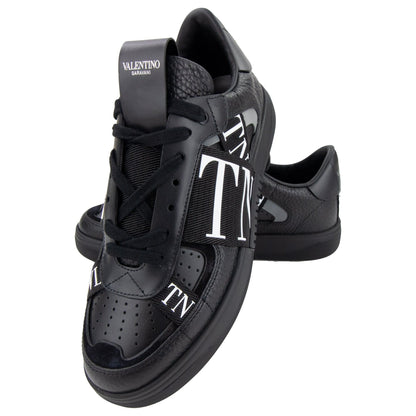 Valentino VLTN Logo Embellished Leather Trainers Nero