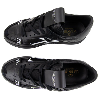 Valentino VLTN Logo Embellished Leather Trainers Nero