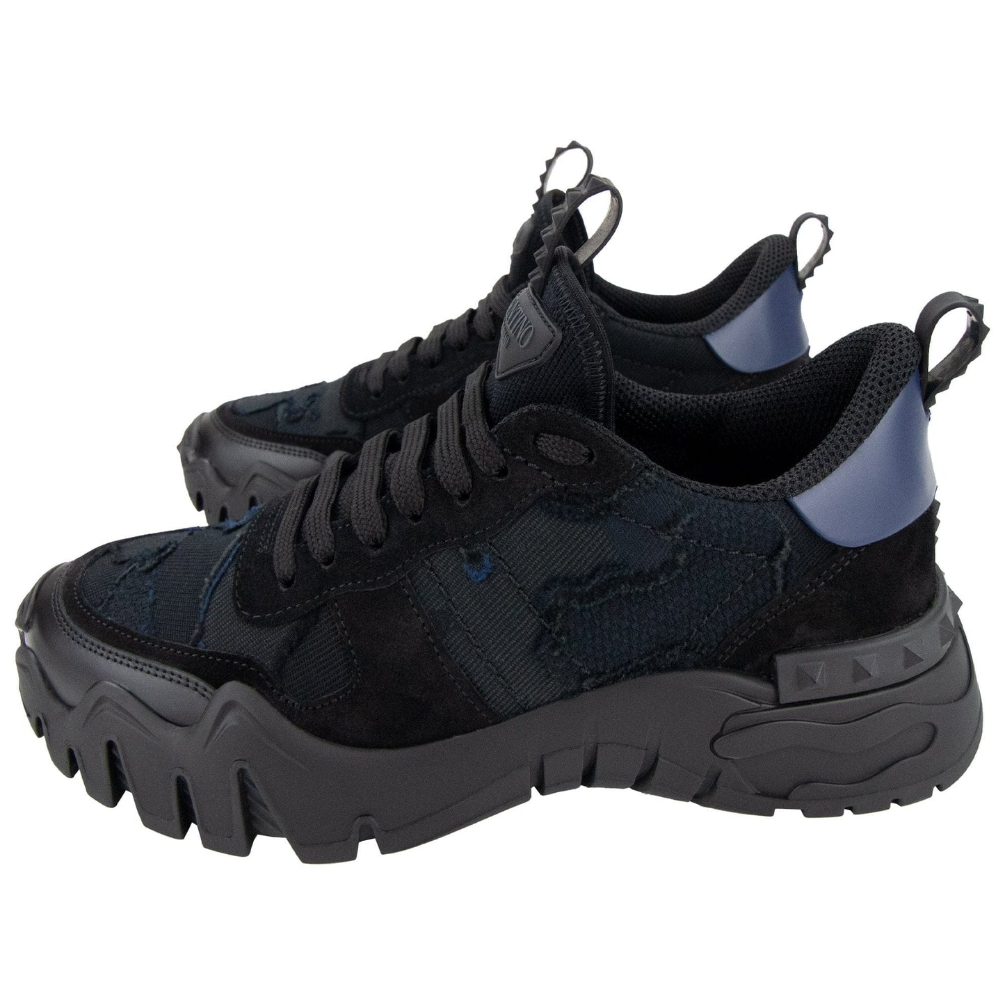 Valentino Rockrunner Plus Suede Mesh Trainers Nero