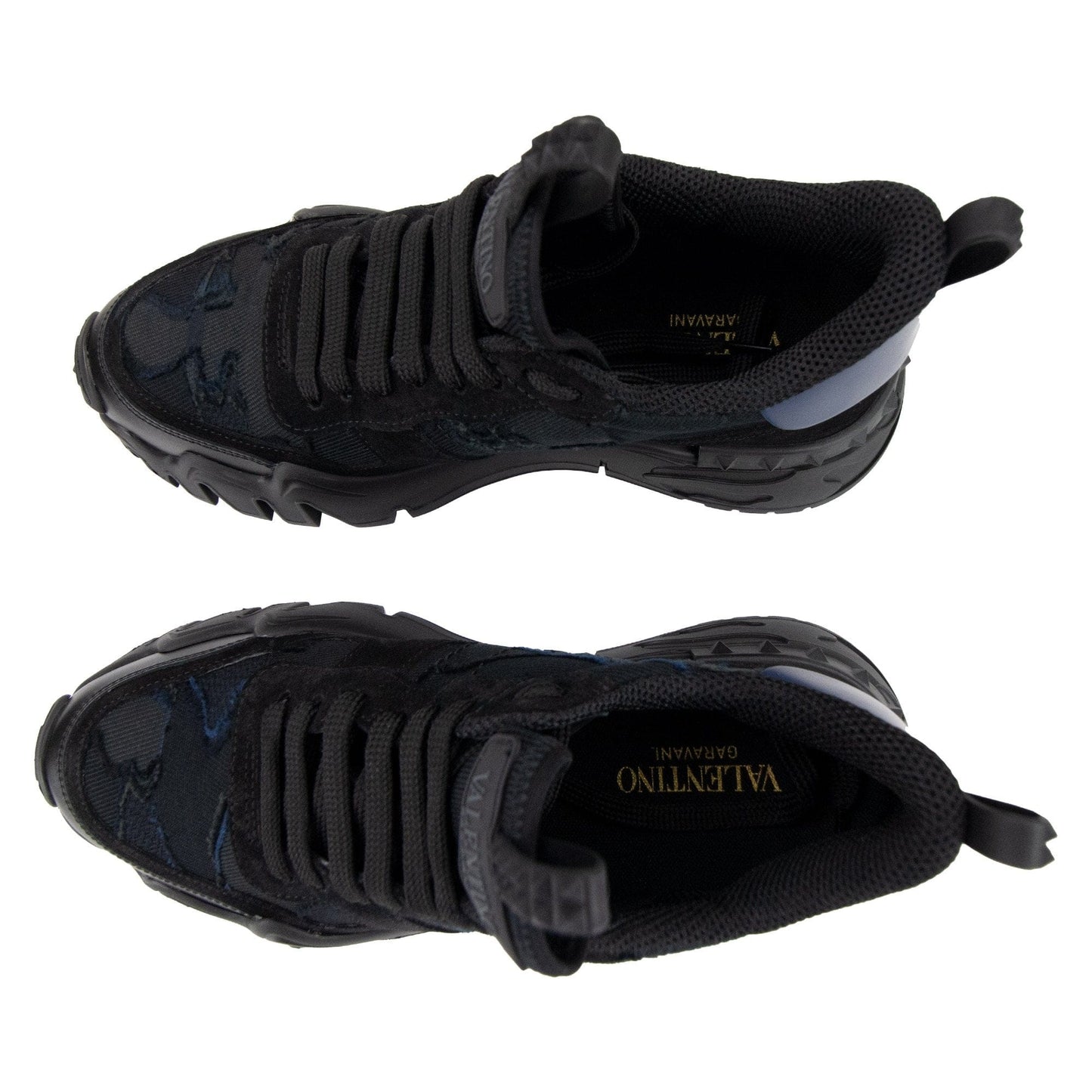 Valentino Rockrunner Plus Suede Mesh Trainers Nero