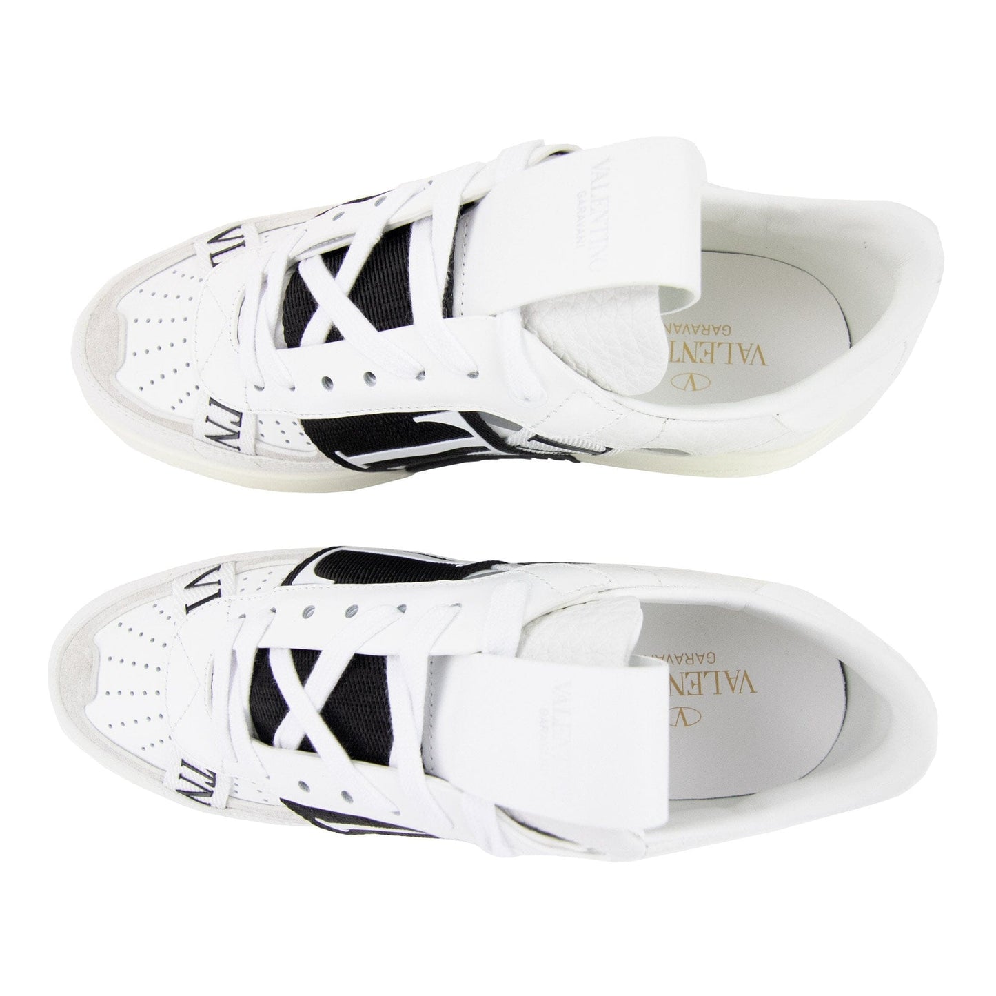 Valentino VLTN Logo Embellished Leather Trainers Bianco