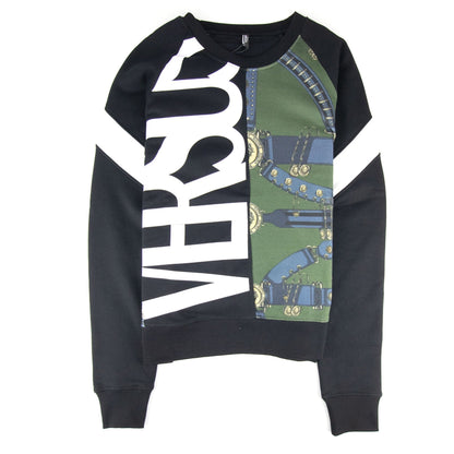 Versace Versus Logo Pattern Crewneck Sweatshirt Black