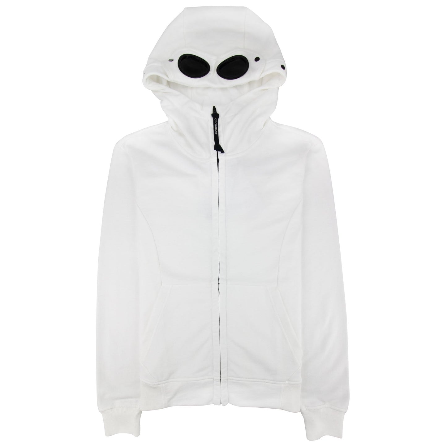 Cp Company Diagonal Raised Fleece Goggle Full Zip Hoodie White 112