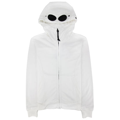 Cp Company Diagonal Raised Fleece Goggle Full Zip Hoodie White 112