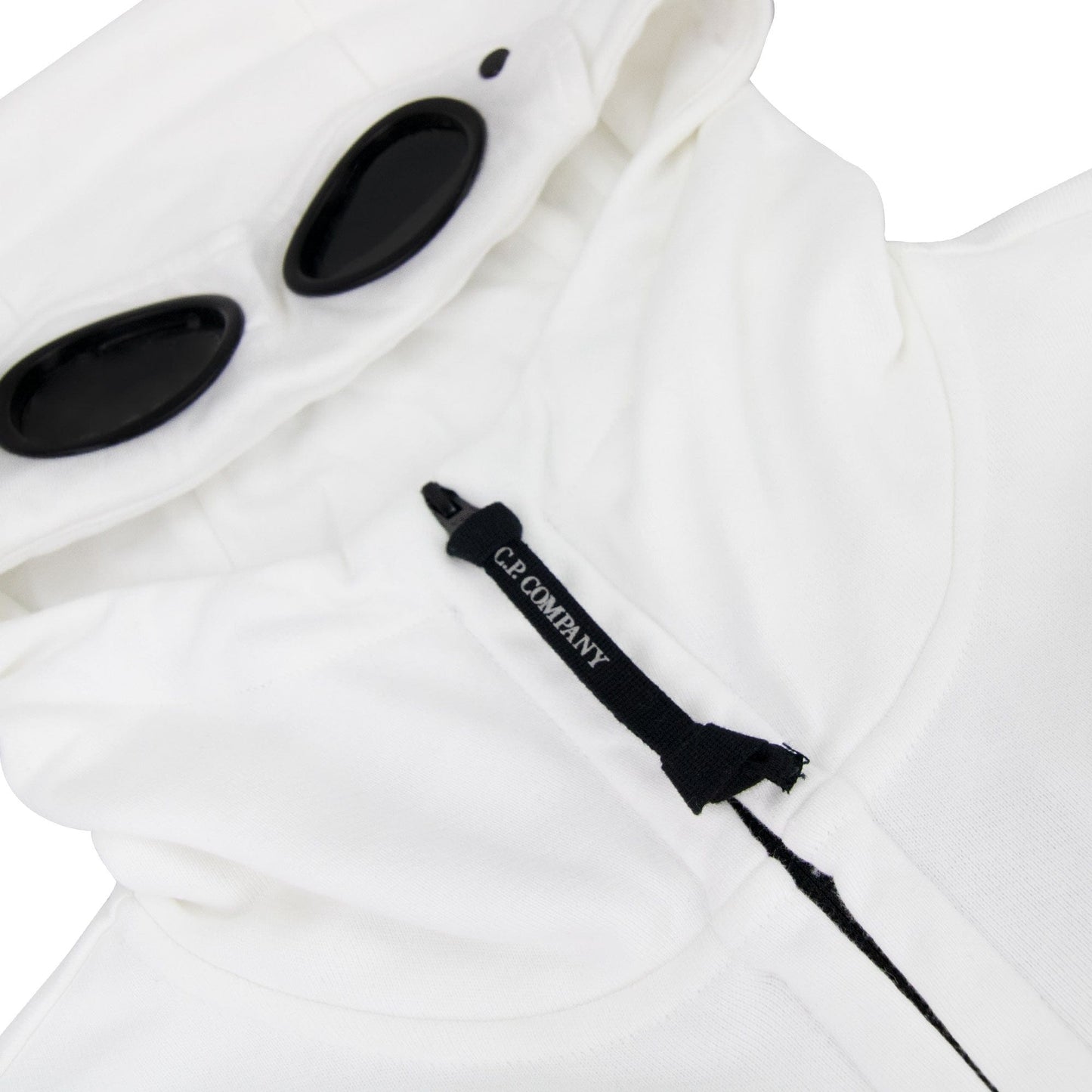 Cp Company Diagonal Raised Fleece Goggle Full Zip Hoodie White 112