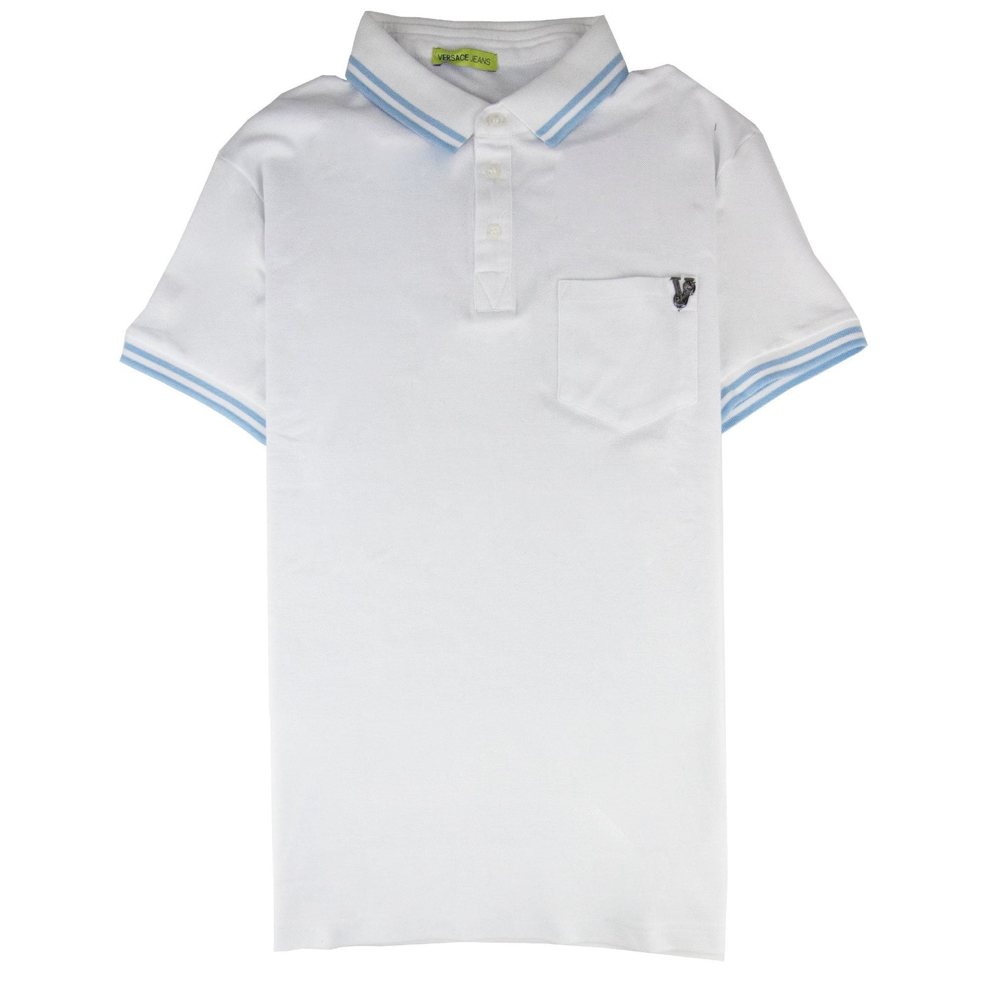 Versace Jeans Piquet Front Pocket Logo S/s Polo White