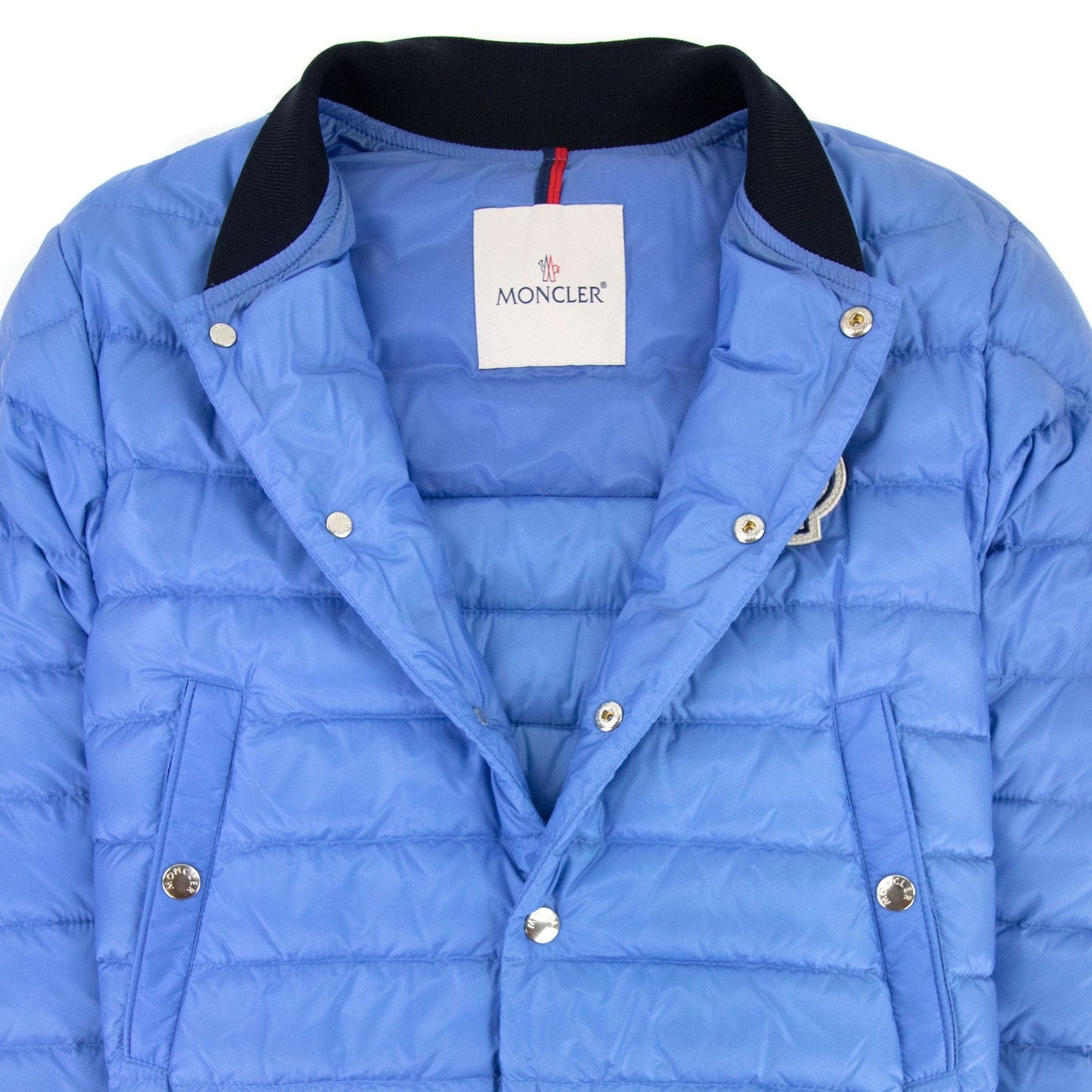 Moncler Junior Corbiac Embossed Logo Bomber Jacket Light Blue
