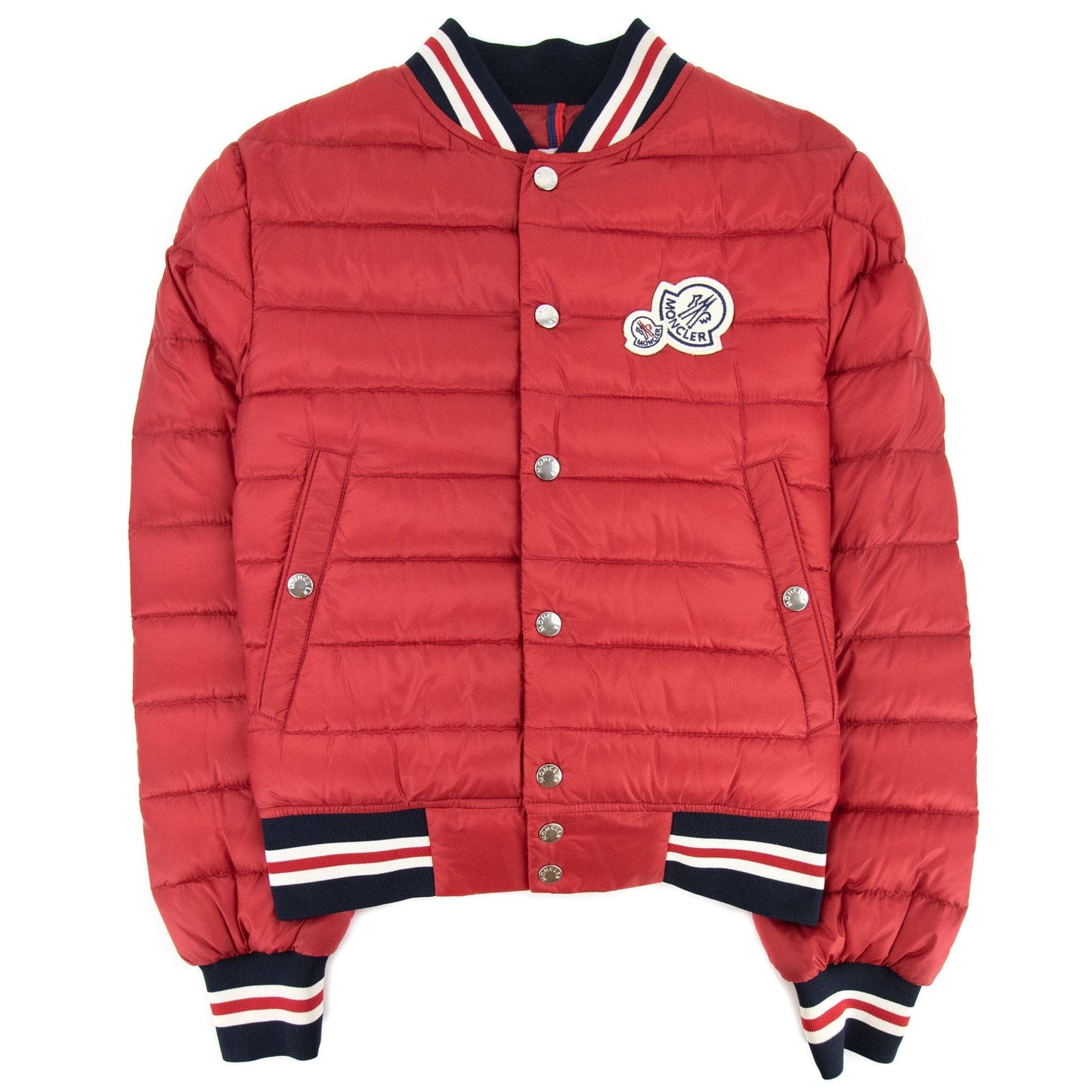 Moncler Junior Corbiac Embossed Logo Bomber Jacket Red