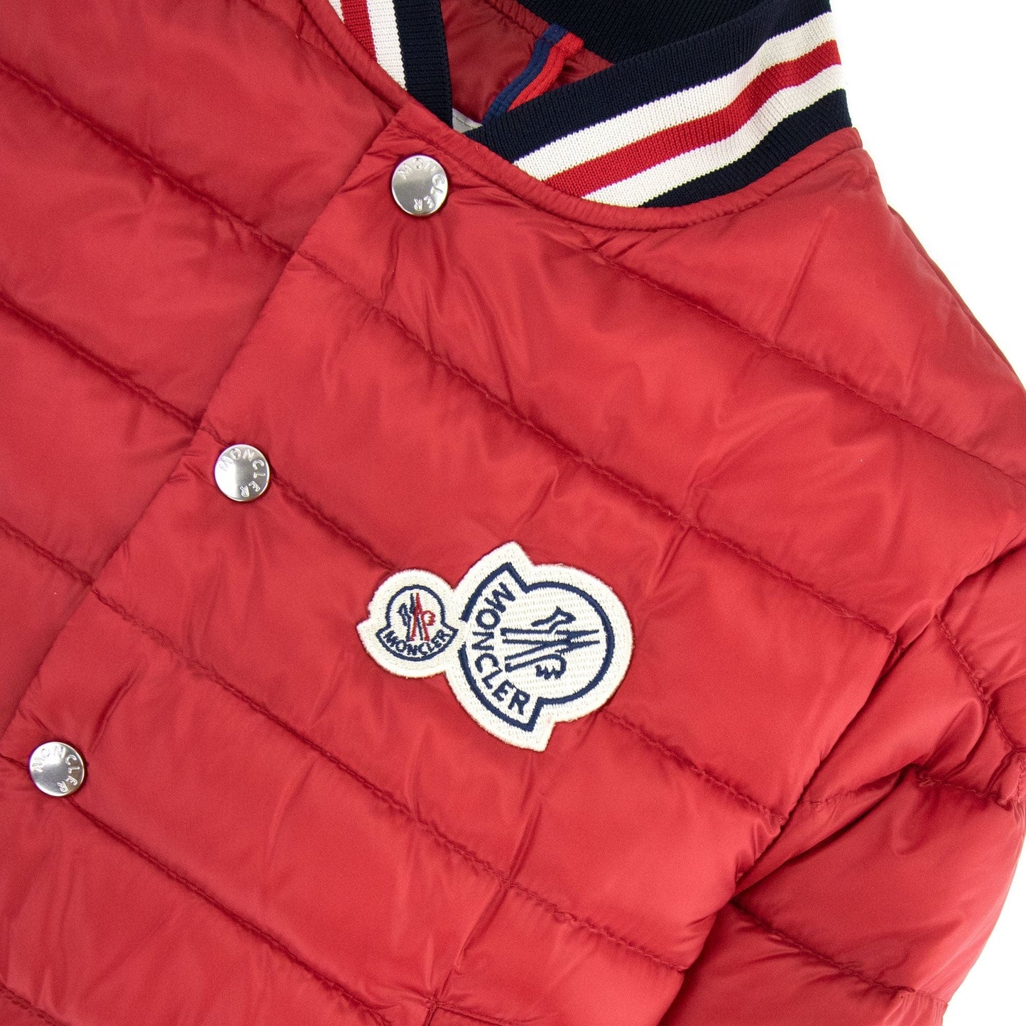 Moncler Junior Corbiac Embossed Logo Bomber Jacket Red