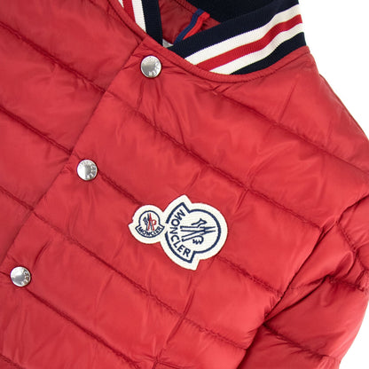 Moncler Junior Corbiac Embossed Logo Bomber Jacket Red