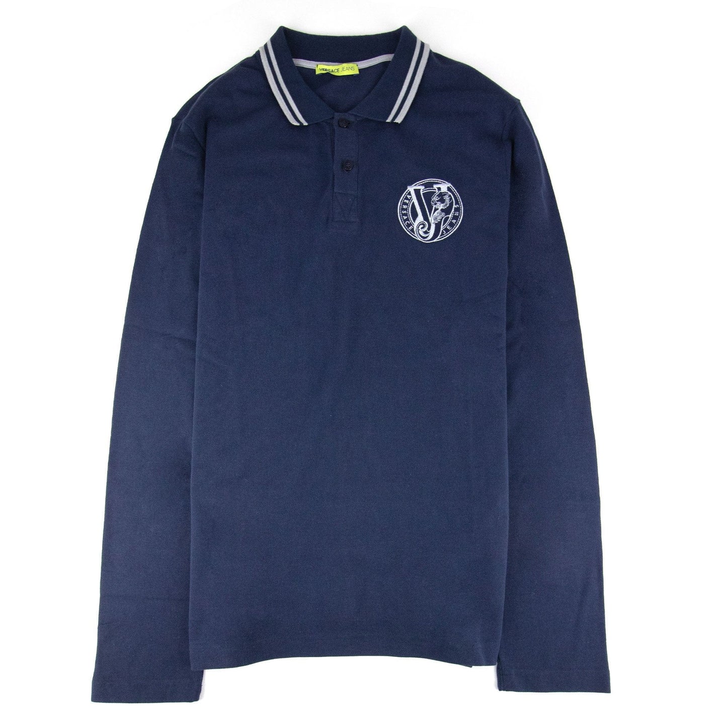 Versace Jeans Embroidered Logo L/s Polo Navy