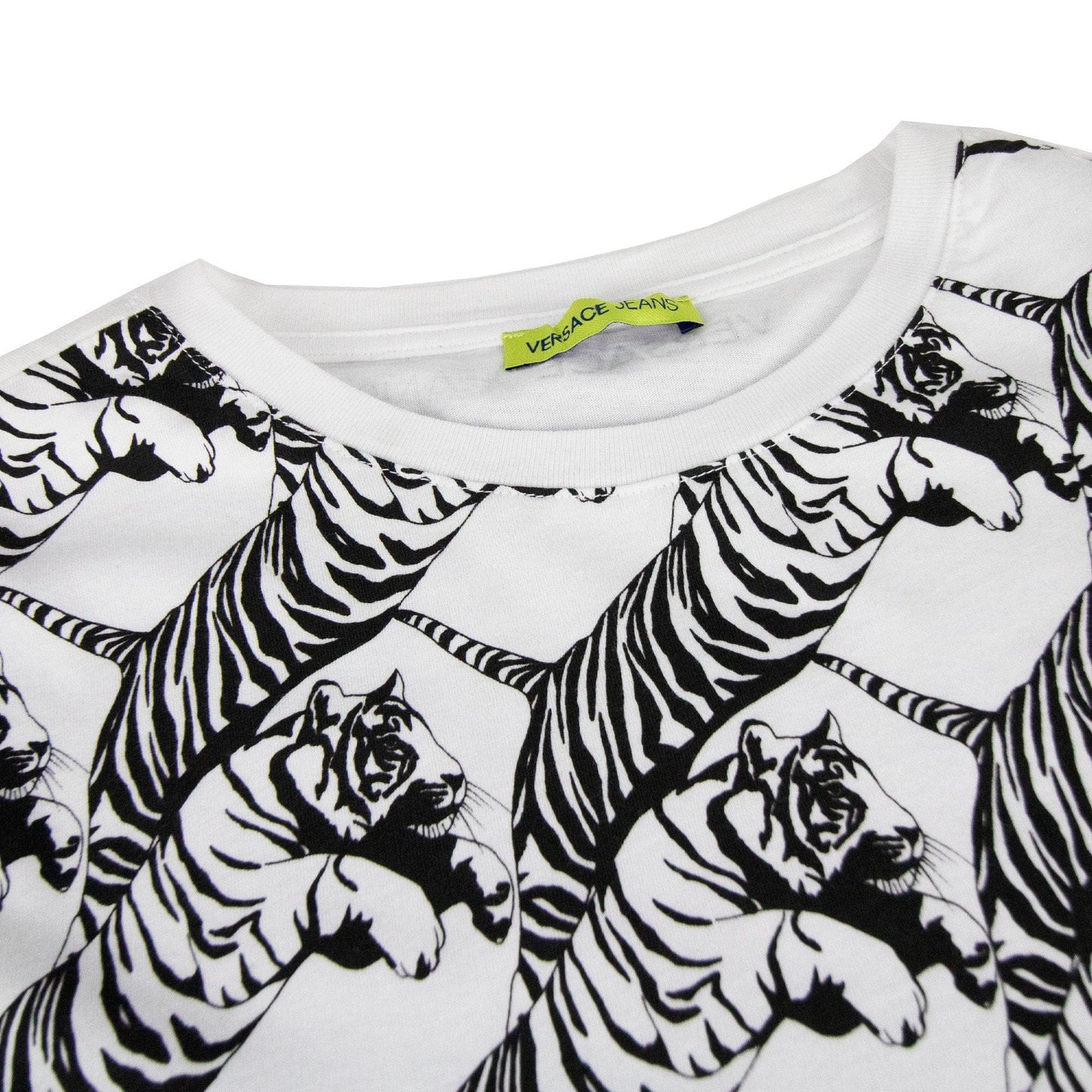 Versace Jeans All Over Tiger Print T Shirt White