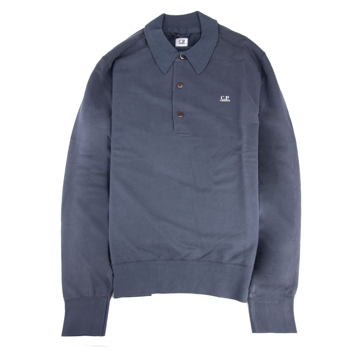 CP Company Fleece Long Sleeve Polo Blue
