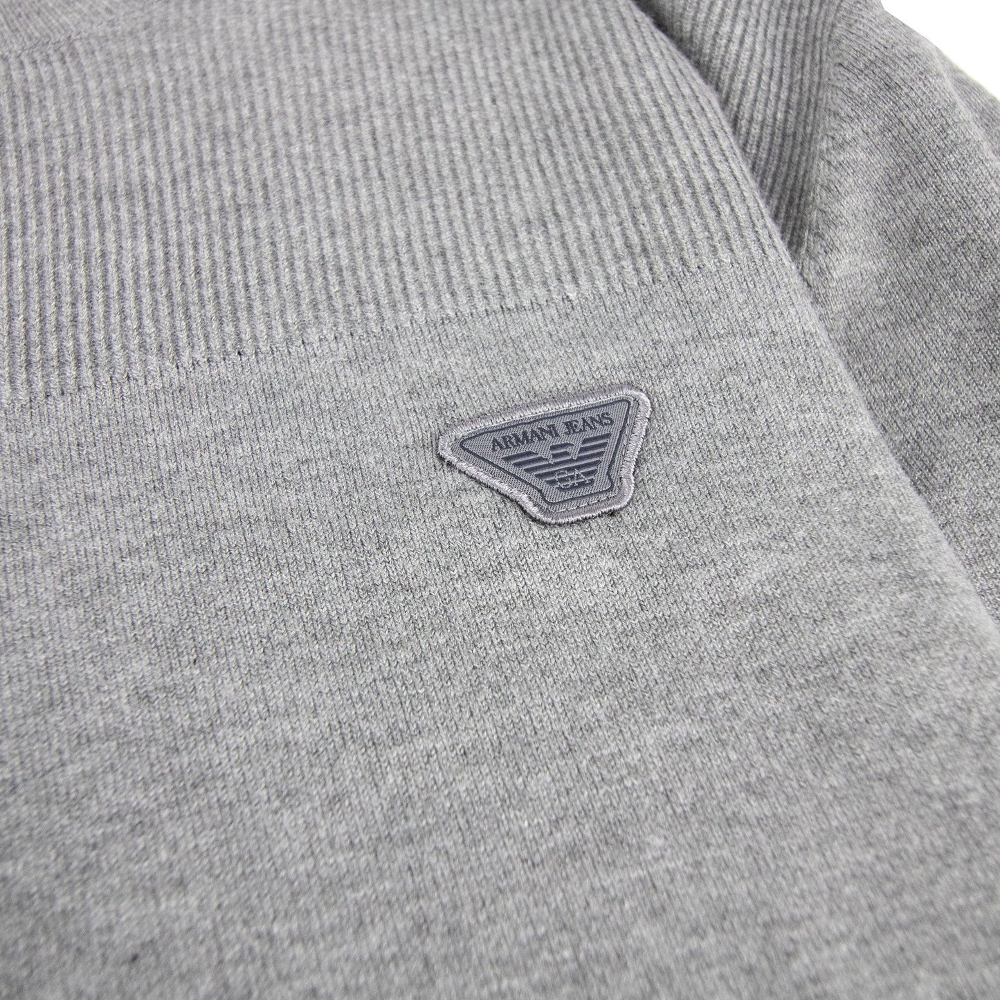 Armani Jeans Eagle Logo Knitted Jumper Grey Melange