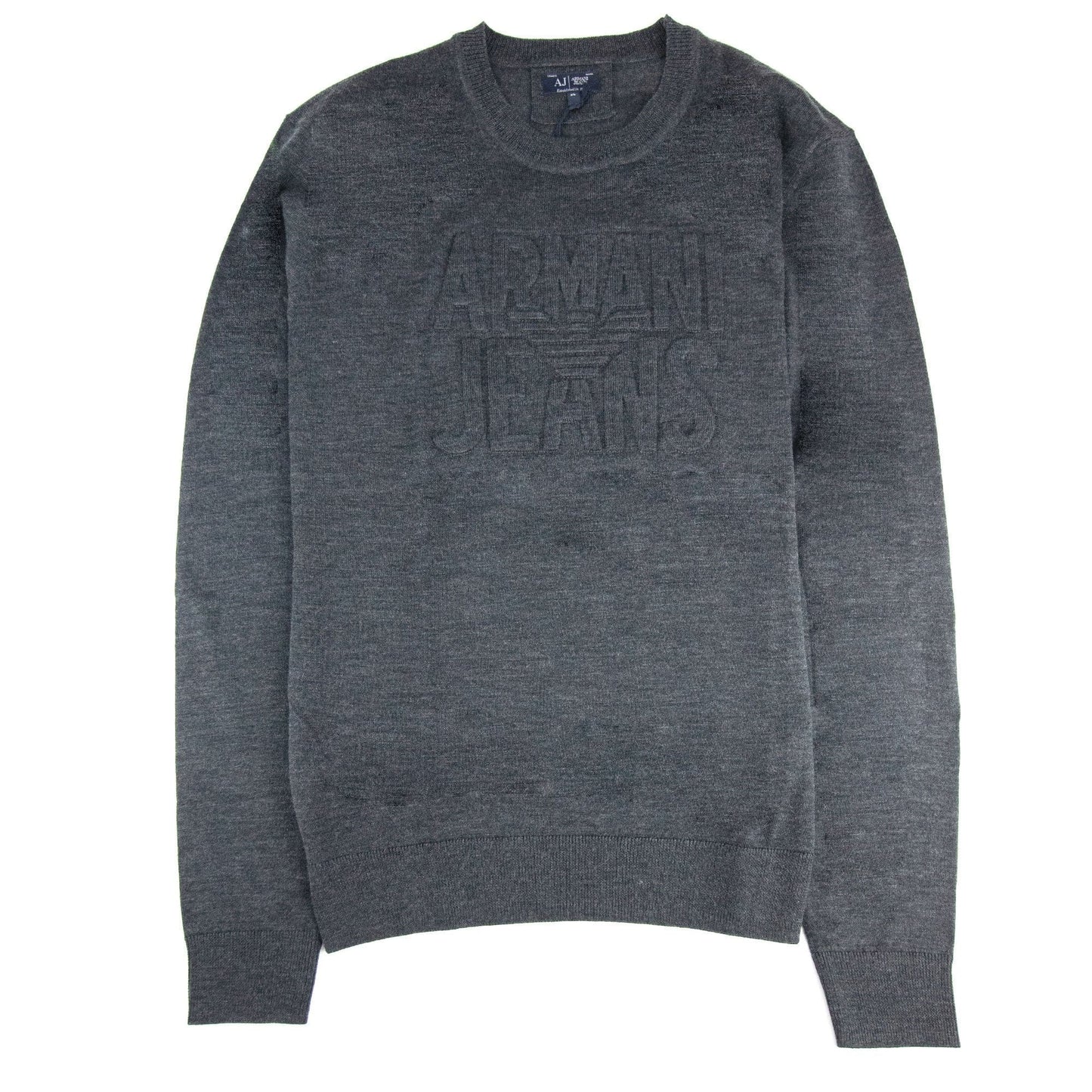Armani Jeans Embossed Logo Lightweight Sweatshirt Grey Melange
