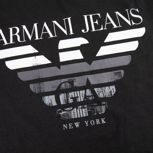 Armani Jeans Eagle Logo New York T Shirt Black